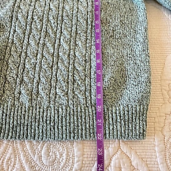 Karen Scott pale green mock neck sweater with pearl buttons women S - Picture 5 of 7